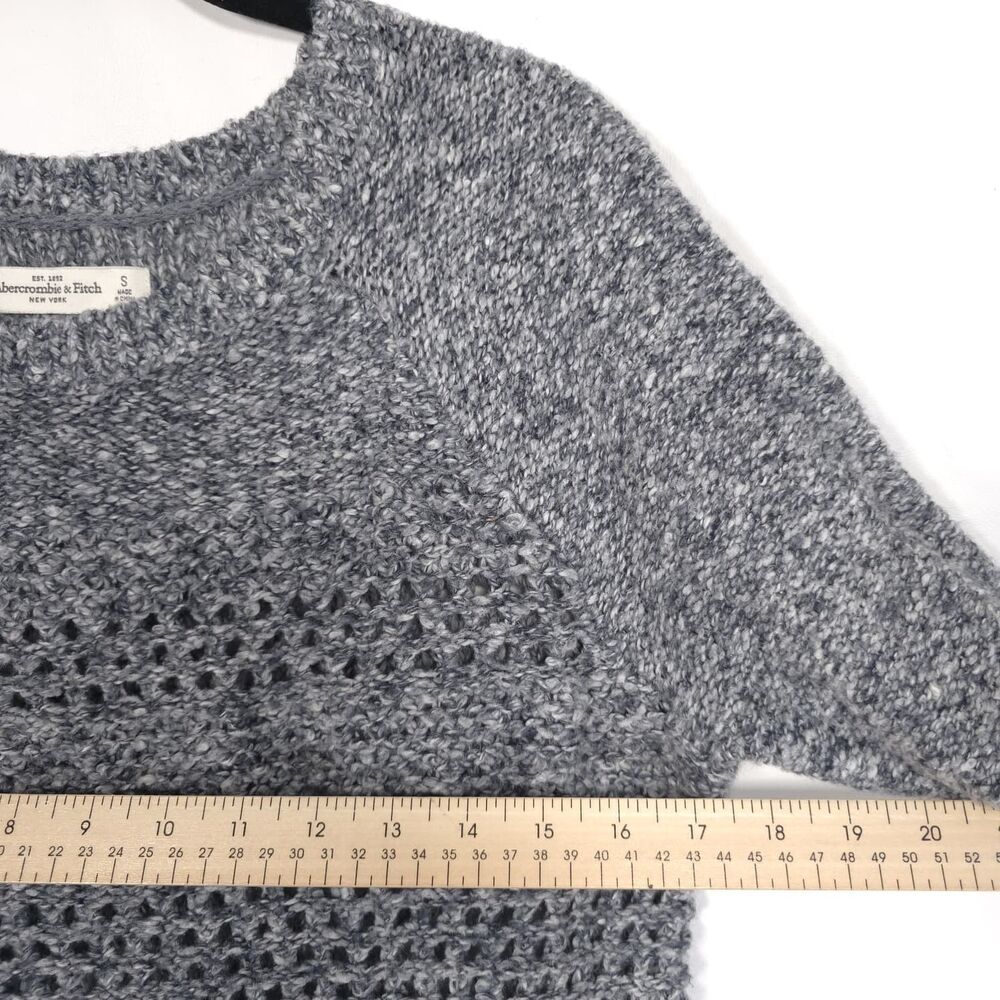 ABERCROMBIE & FITCH Womens Sweater SMALL Gray Cozy Open Knit Pullover - Picture 5 of 10